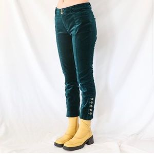 Anthropologie velvet green pants.